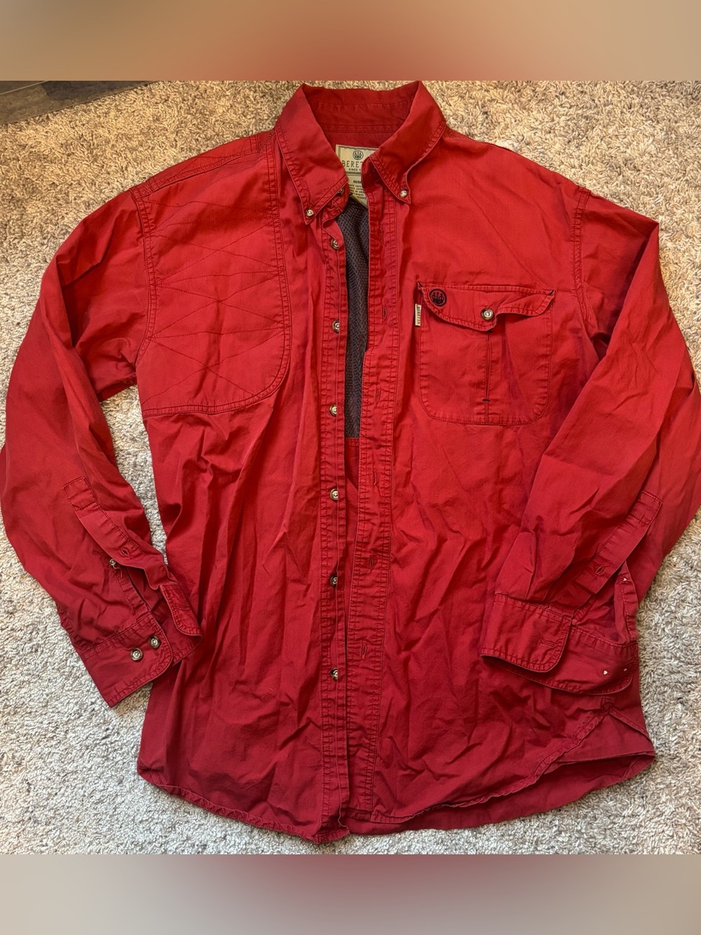 Beretta Men’s Red Shooting Hunting Shirt M Cotton Mesh Vent